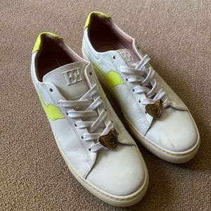 Escada white leather neon yellow sneakers size 40